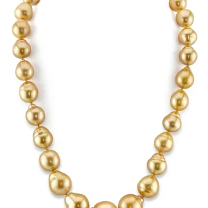 12-16mm Baroque Shaped Golden South Sea Pearl Necklace - AAA Quality