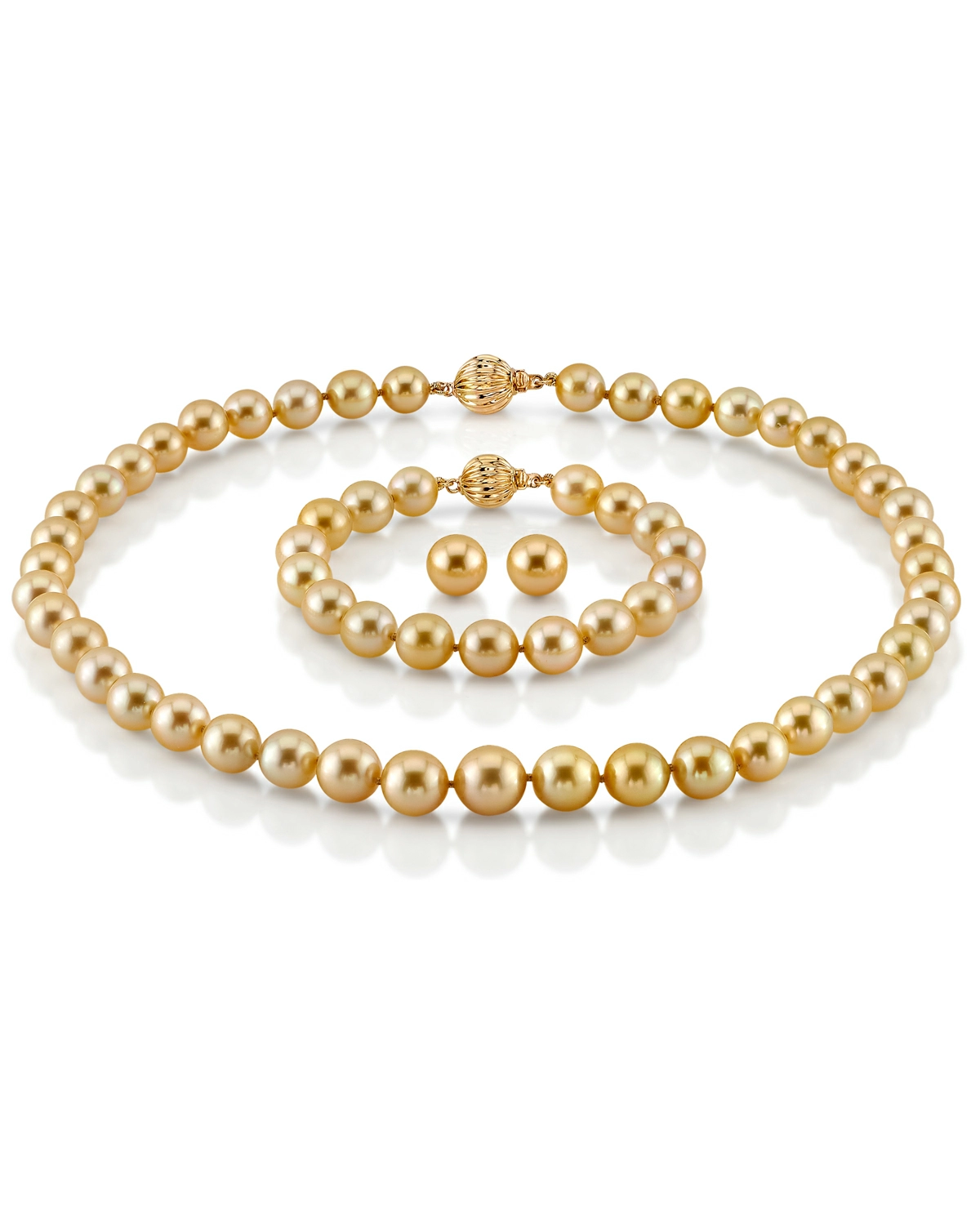 9-11mm Golden Round South Sea Pearl Set