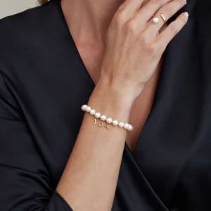7.0-7.5mm White Freshwater Pearl Bracelet - AAAA Quality