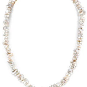8.0-8.5mm White Freshwater Keshi Pearl Necklace