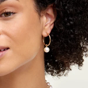 White South Sea Pearl Hoop Leane Dangling Earrings