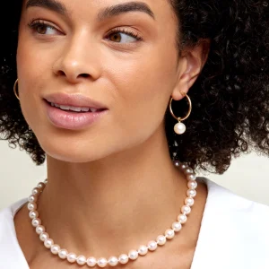 Freshwater Pearl Hoop Leane Dangling Earrings