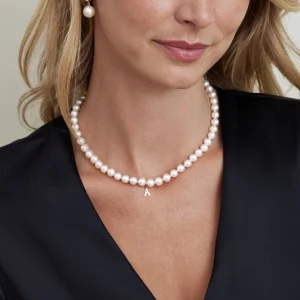 7.5-8.0mm Japanese Akoya White Pearl Necklace- AA+ Quality