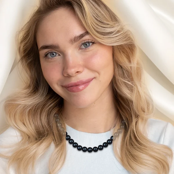 7.5-8.0mm Black Freshwater Pearl Necklace, Bracelet, Earrings Set
