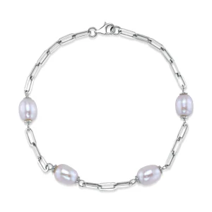 White Freshwater Pearl Tincup Marlee Bracelet