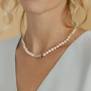 6.0-6.5mm White Freshwater Cultured Pearl Mom Necklace