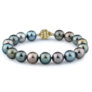 9-10mm Tahitian South Sea Multicolor Pearl Bracelet - AAA Quality
