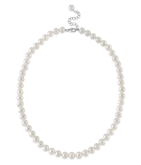 8.0-8.5mm White Freshwater Pearl Adjustable Necklace