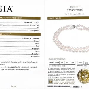 9.5-10mm Japanese Akoya White Pearl Necklace - GIA Certified