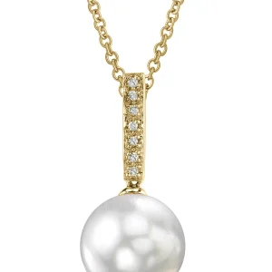 South Sea Pearl Dangling Diamond Pendant