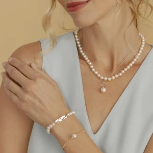 6.0-6.5mm White Freshwater Cultured Pearl Mom Bracelet