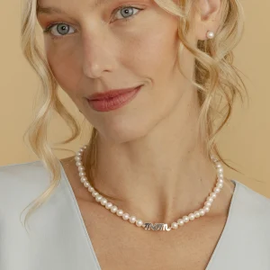6.0-6.5mm White Freshwater Cultured Pearl Mom Necklace