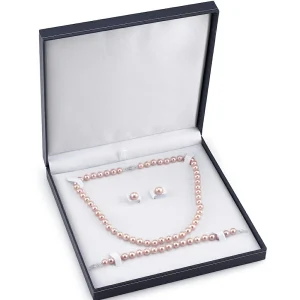 7.0-7.5mm Pink Freshwater Pearl Necklace, Bracelet & Earrings