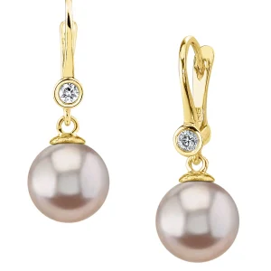 Pink Freshwater Pearl & Diamond Michelle Earrings