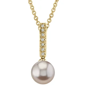 Pink Freshwater Pearl Dangling Diamond Pendant
