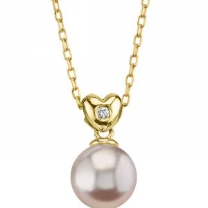 Pink Freshwater Pearl & Diamond Lev Pendant