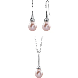 Pink Freshwater Drop Pearl Denise Pendant and Earring Set