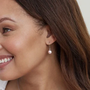 14K Gold Pink Freshwater Pearl Linda Dangling Earrings