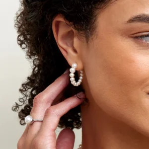 White Freshwater Cultured Pearl Hoop Reese Earrings