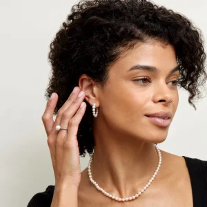 White Freshwater Cultured Pearl Hoop Reese Earrings