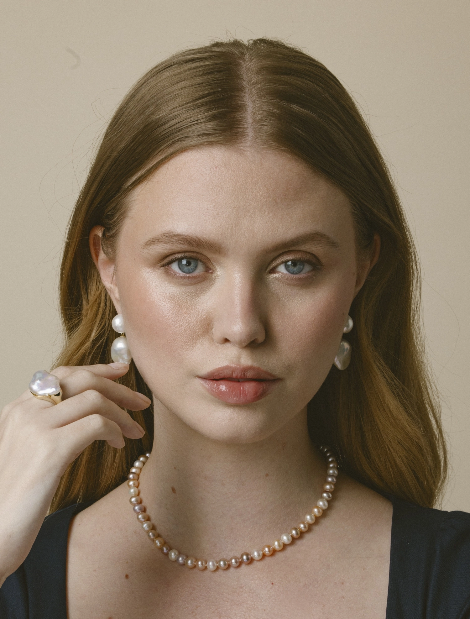 White Freshwater Baroque Pearl Isla Ring