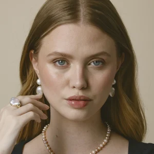 White Freshwater Baroque Pearl Glory Earrings