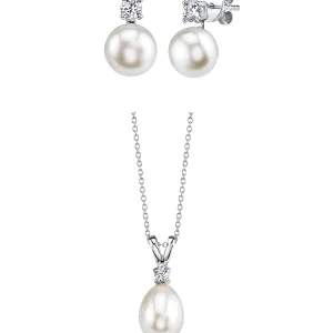 White Freshwater Cultured Pearl & Cubic Zirconia Rosalie Jewelry Set