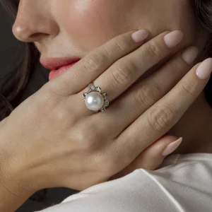 South Sea Pearl & Diamond Robin Ring