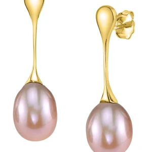 Pink Freshwater Pearl Long Teardrop Earrings