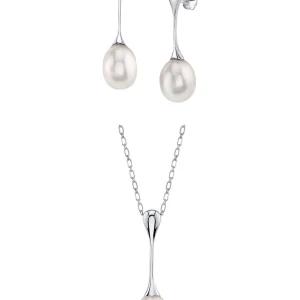 Freshwater Pearl Long Teardrop Pendant & Earrings Set