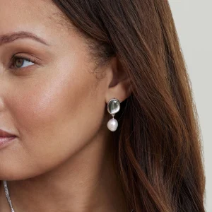 White Freshwater Pearl & Black Mother of Pearl Nina Earrings
