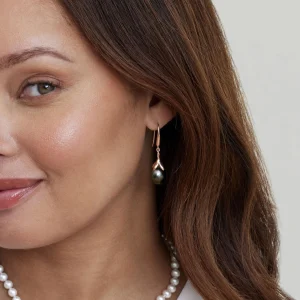 10-11mm Tahitian South Sea Pearl Olive Earrings