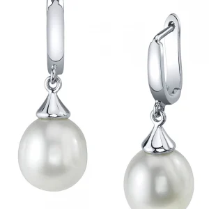 White Freshwater Teardrop Pearl Leverback Earrings