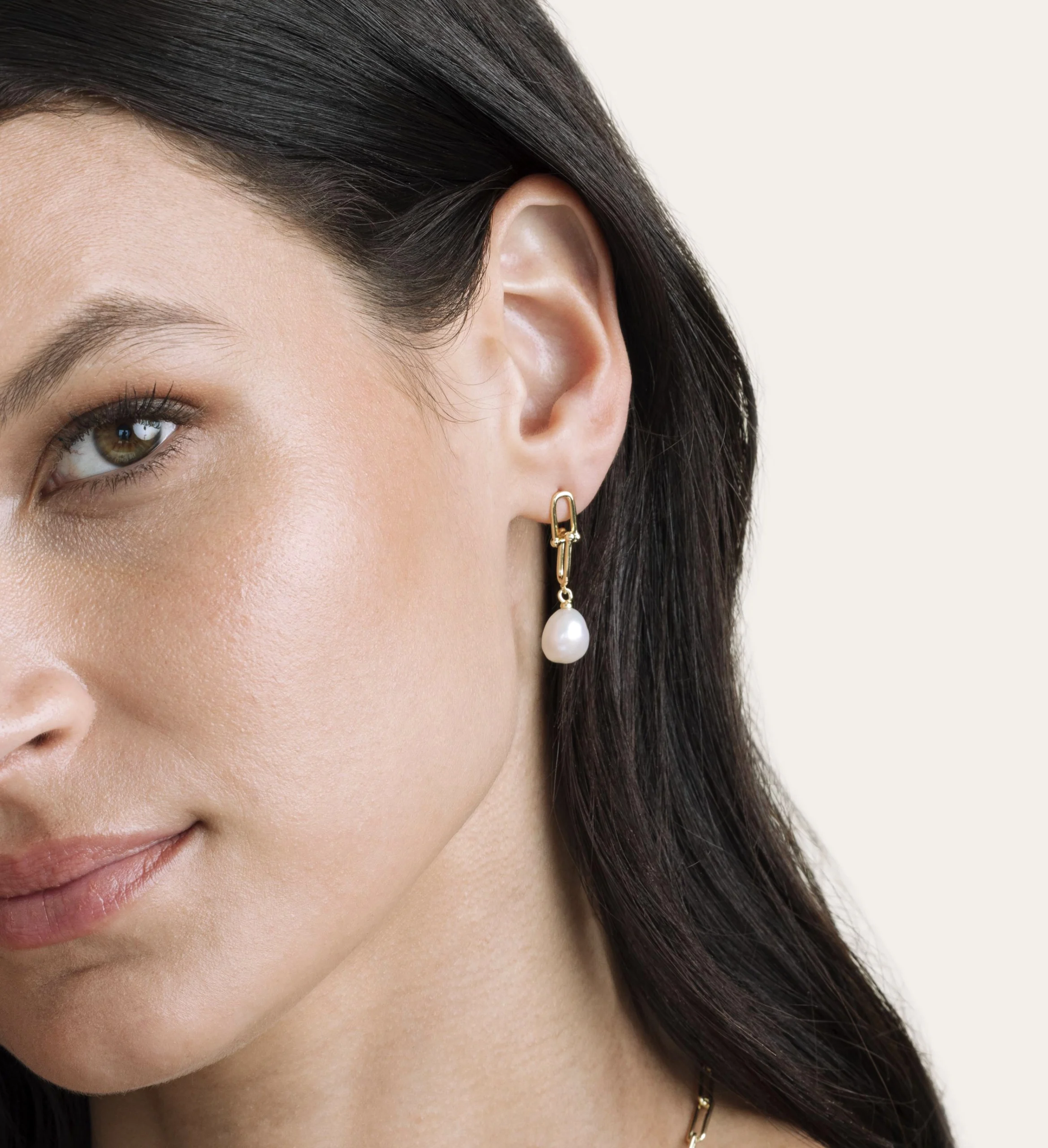 White Freshwater Baroque Pearl Kira Earrings