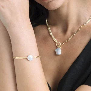 White Freshwater Baroque Pearl Tincup Bailey Bracelet