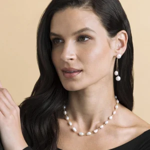 White Freshwater Baroque Pearl Gemma Necklace
