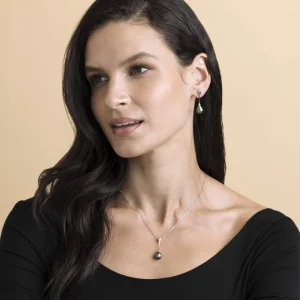 Tahitian Pearl Long Teardrop Pendant & Earrings Set