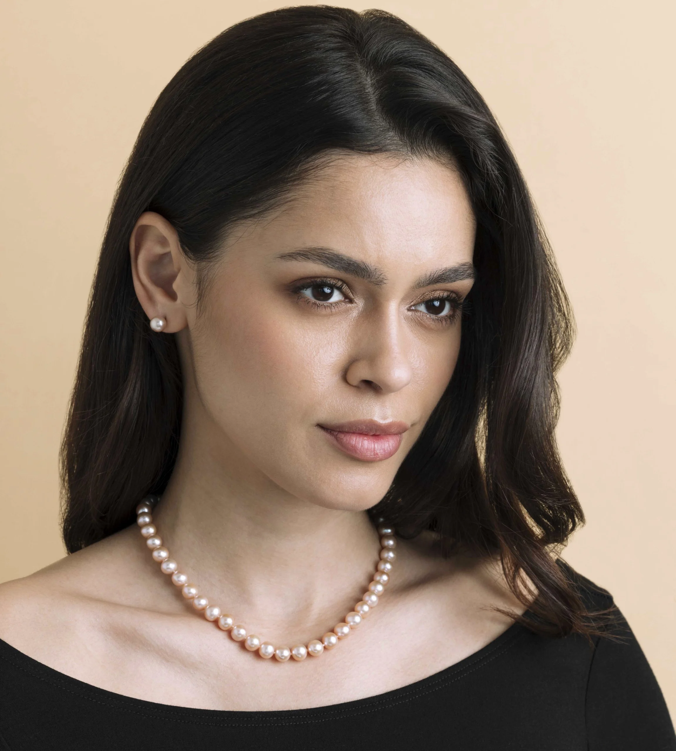 8.0-8.5mm Pink Freshwater Pearl Necklace & Earrings