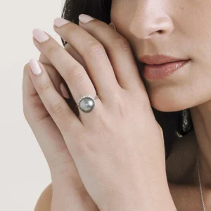 Tahitian South Sea Pearl & Diamond Sage Ring
