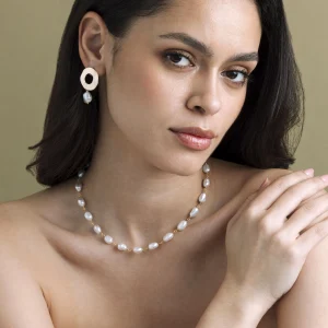 White Freshwater Baroque Pearl Gemma Necklace