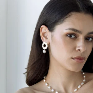 White Freshwater Baroque Pearl Mabel Earrings