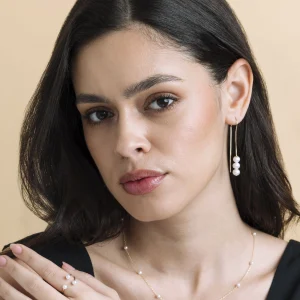 Triple White Freshwater Pearl Louise Earrings