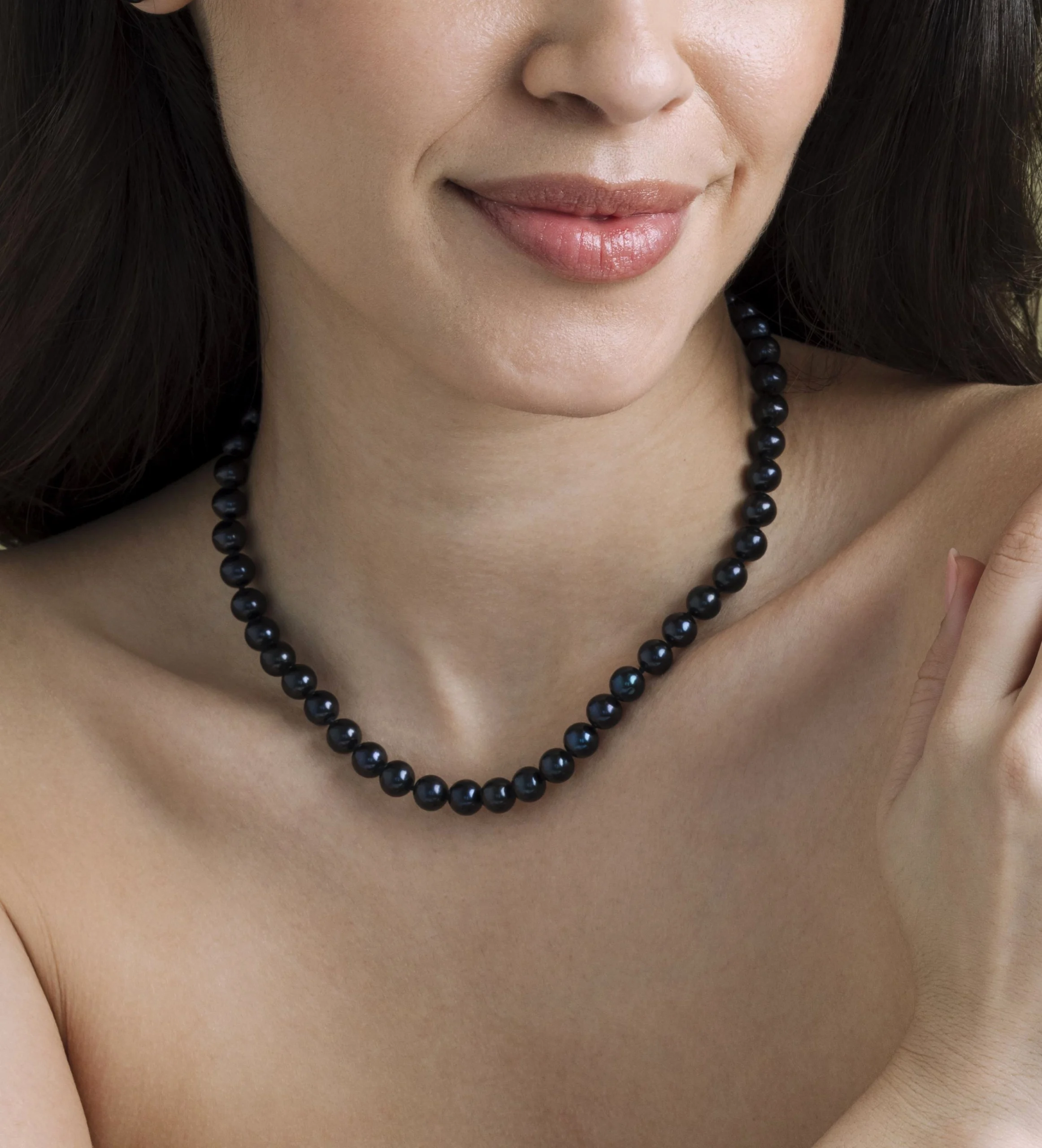7.5-8.0mm Black Freshwater Pearl Necklace, Bracelet, Earrings Set