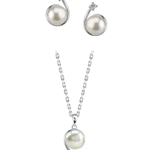White Freshwater Cultured Pearl & Cubic Zirconia Shooting Star Jewelry Set