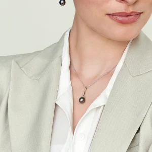 Tahitian South Sea Drop Pearl Denise Pendant and Earring Set