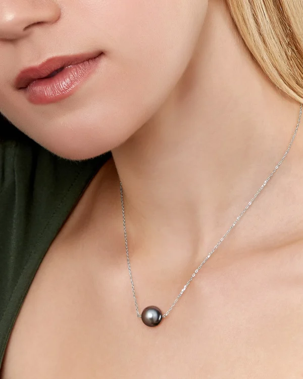 Tahitian South Sea Round Solitaire 14K Pearl Necklace