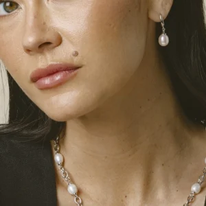 White Freshwater Teardrop Pearl Leverback Earrings