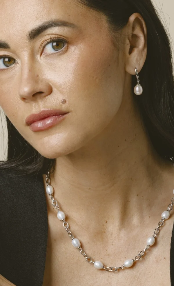 White Freshwater Teardrop Pearl Leverback Earrings
