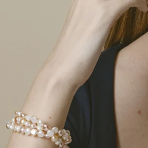 5-6mm Oval Multicolor Freshwater Pearl Triple Pearl Bracelet