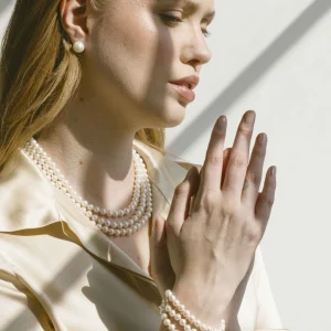 Triple Strand White Freshwater Pearl Necklace